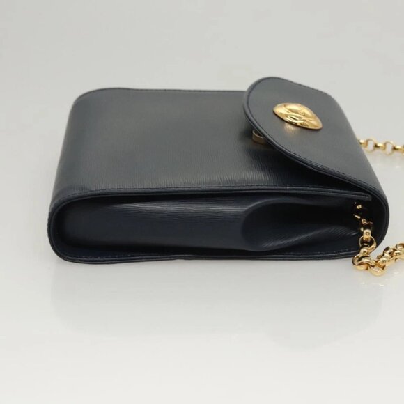 Chloe Chain Shoulder Bag Leather Navy Gold Auth 117976 - Picture 5 of 16
